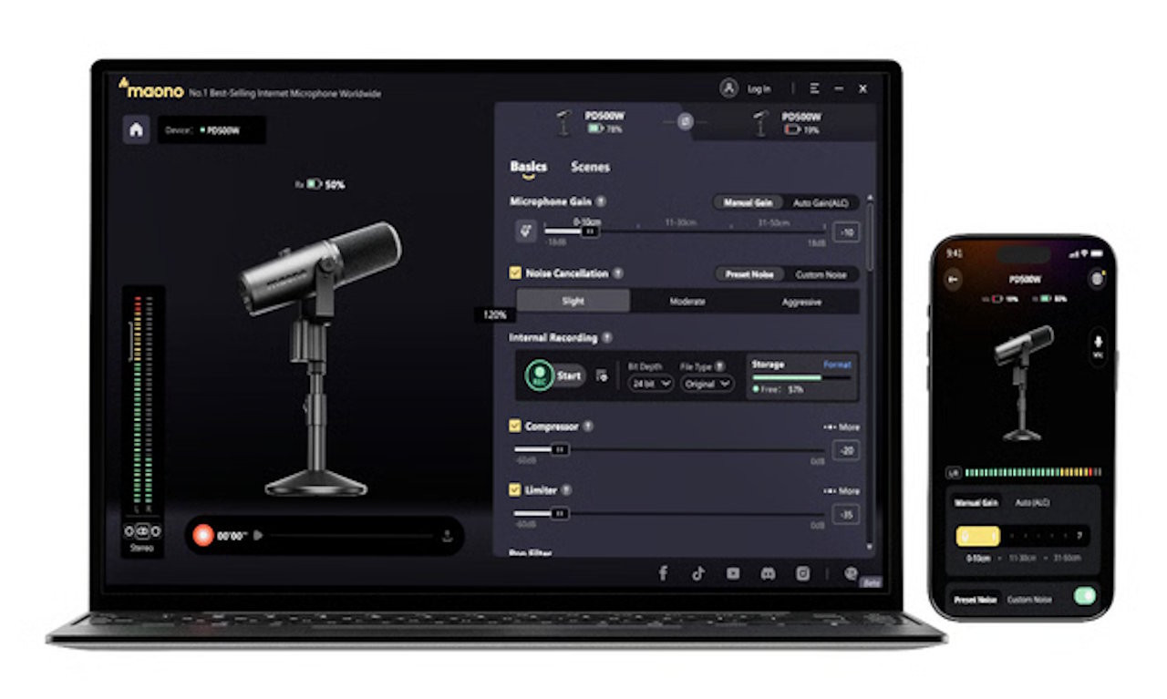 Phần mềm đi kèm Maono PD500 hỗ trợ sản xuất âm thanh chuyên nghiệp