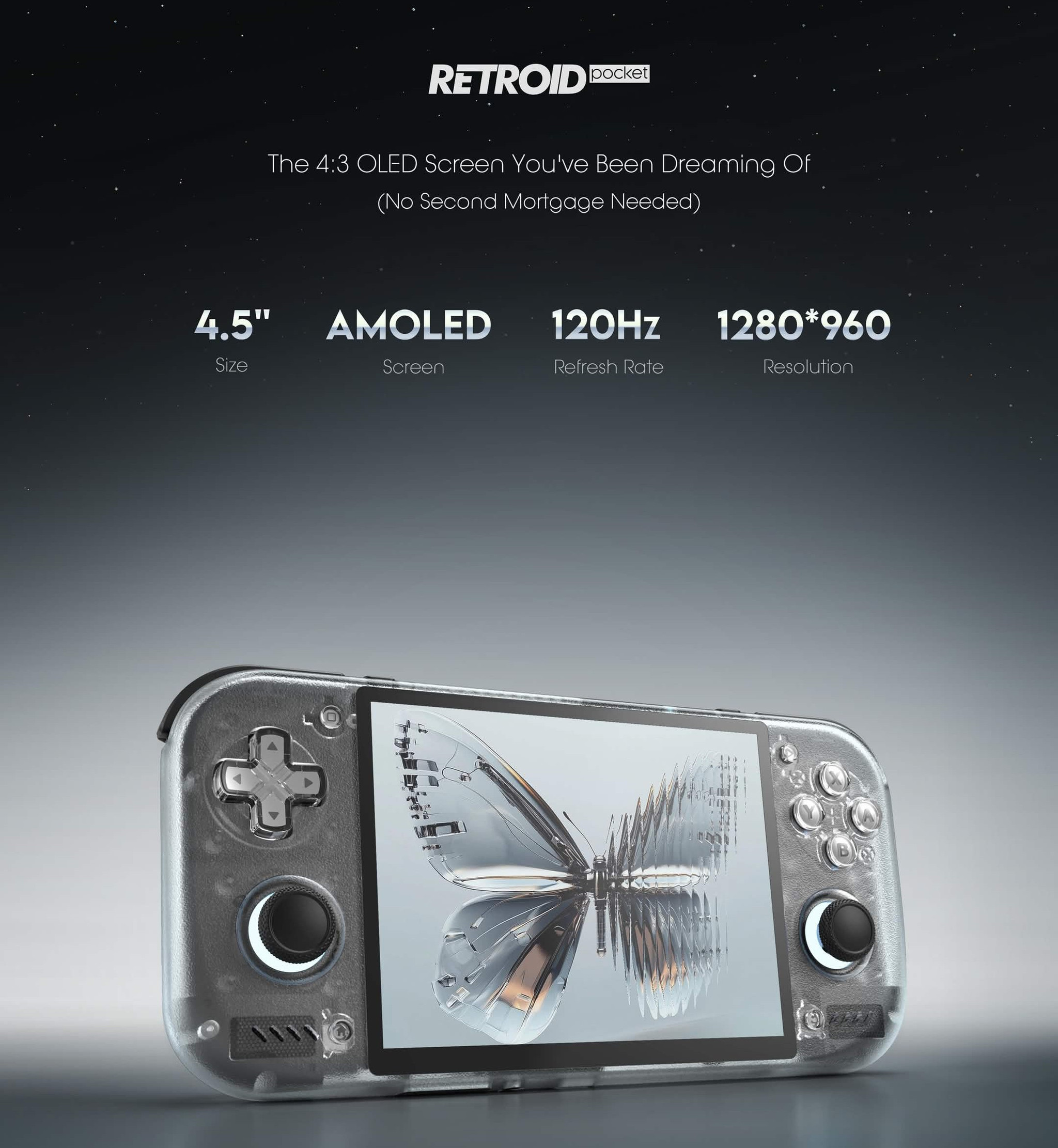Thông số màn hình Retroid Pocket Nova với tần số quét 120Hz.