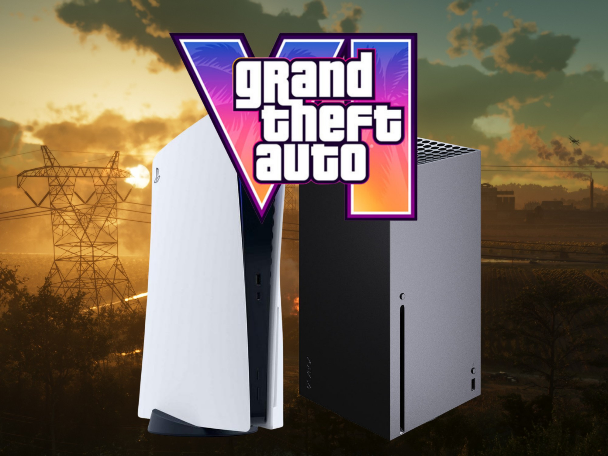 GTA 6 logo seen above PS5 and Xbox consoles