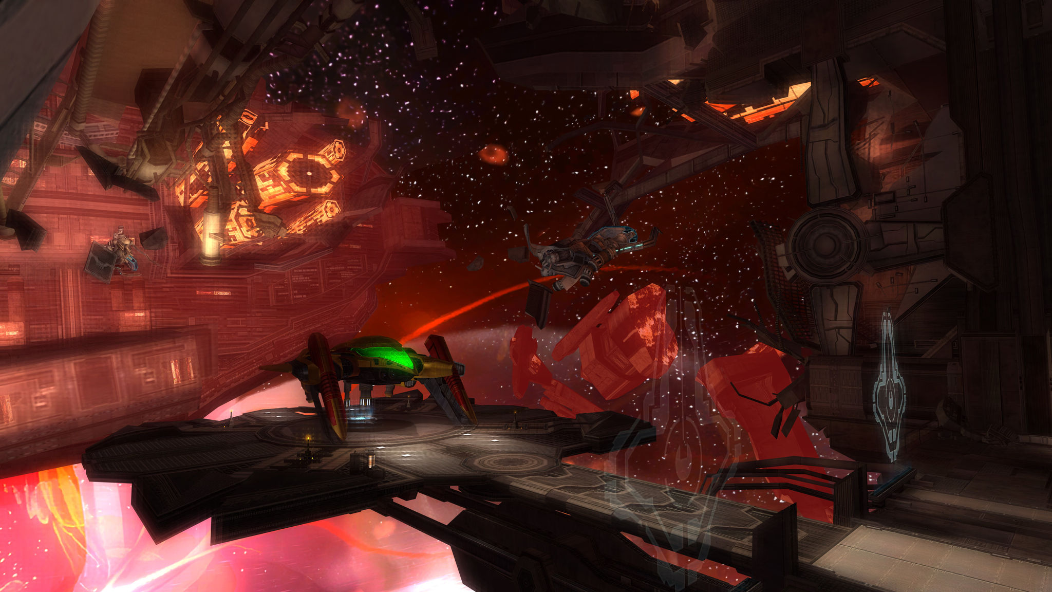Lỗi hiệu ứng biến dạng nhiệt trong Metroid Prime tạo bóng ma quanh các bề mặt.