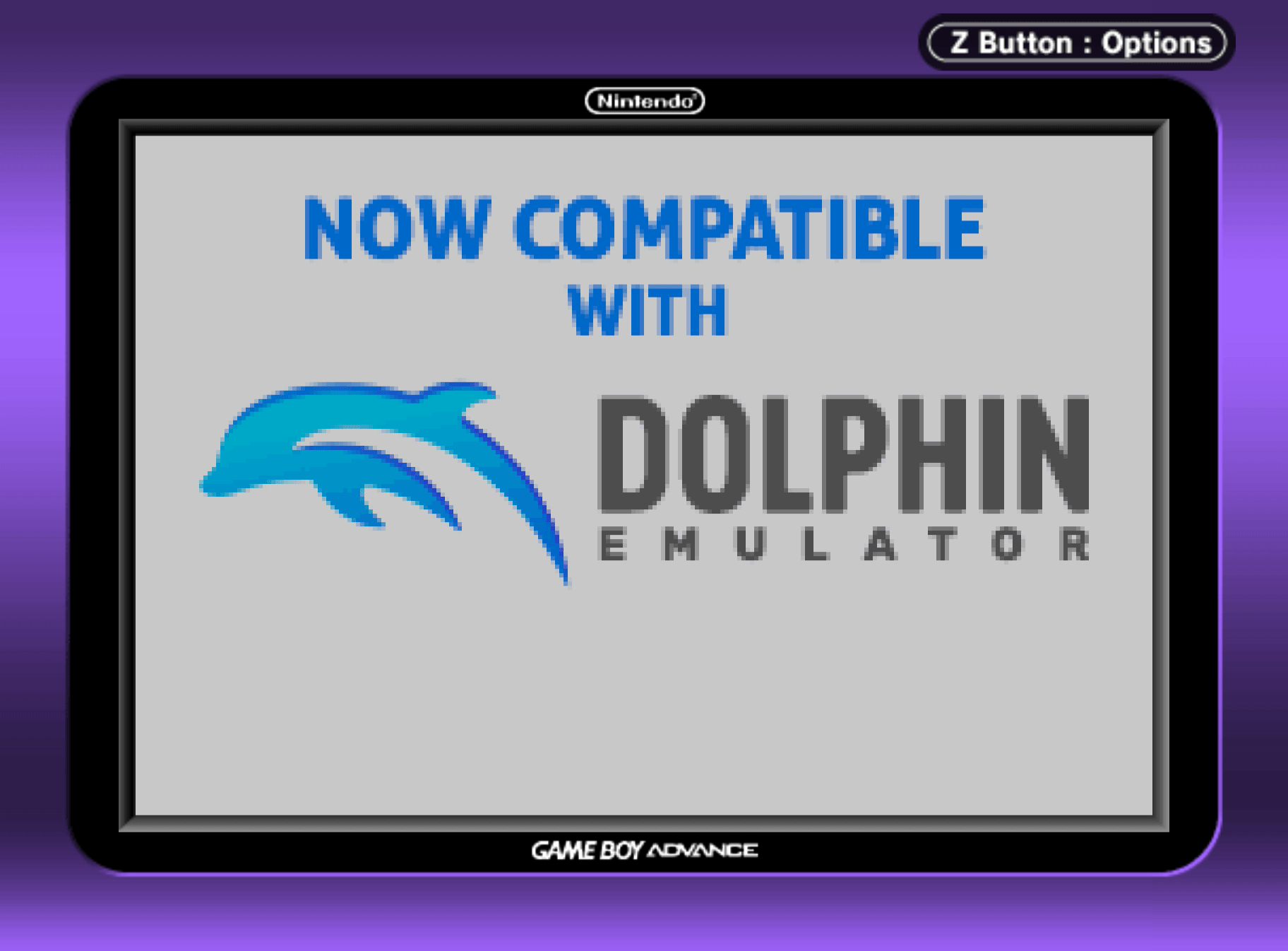 Đồ họa chính thức của tính năng GBA Player trên Dolphin.