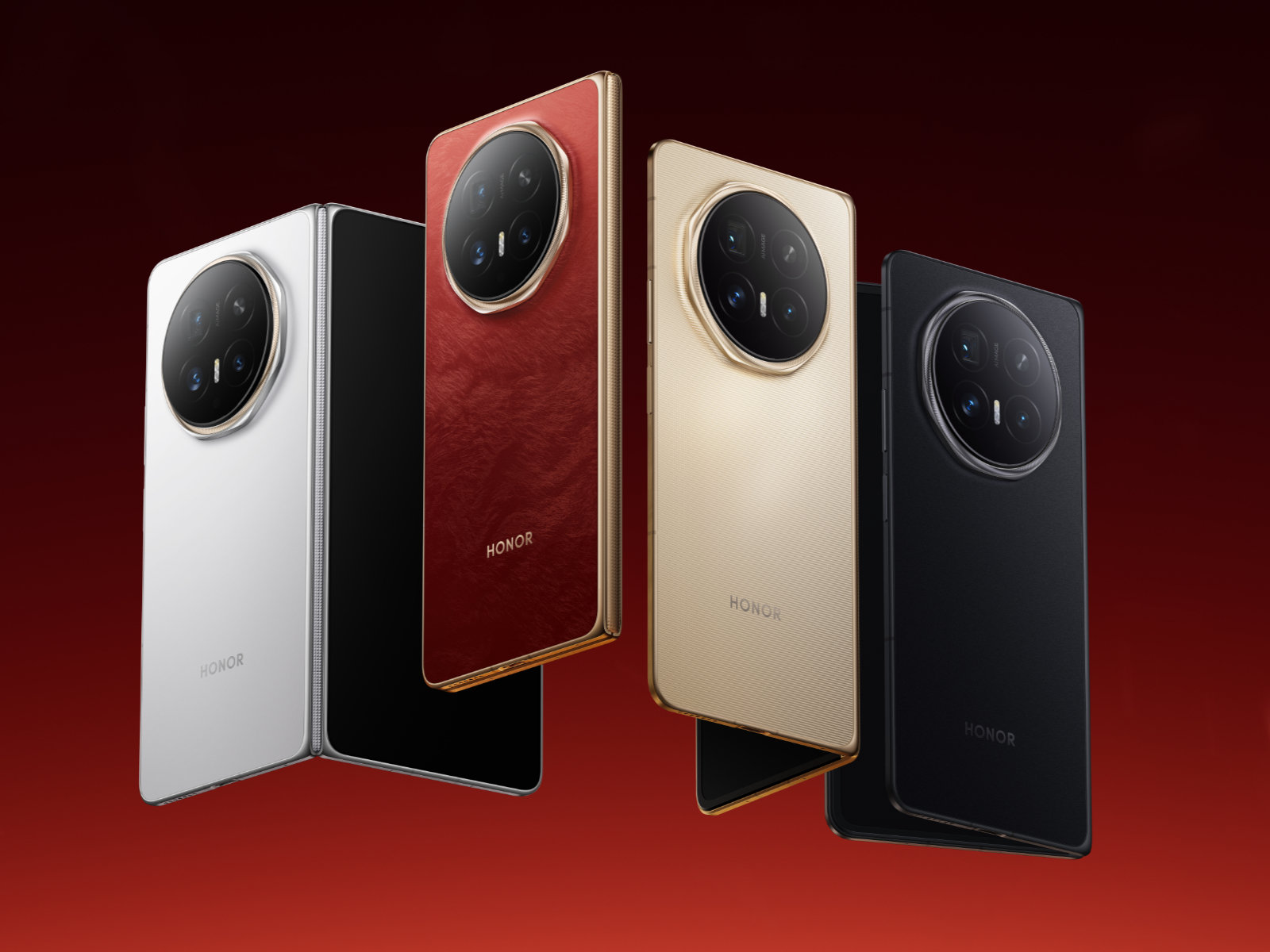 Honor Magic V6 có các tùy chọn màu trắng, đỏ, vàng và đen