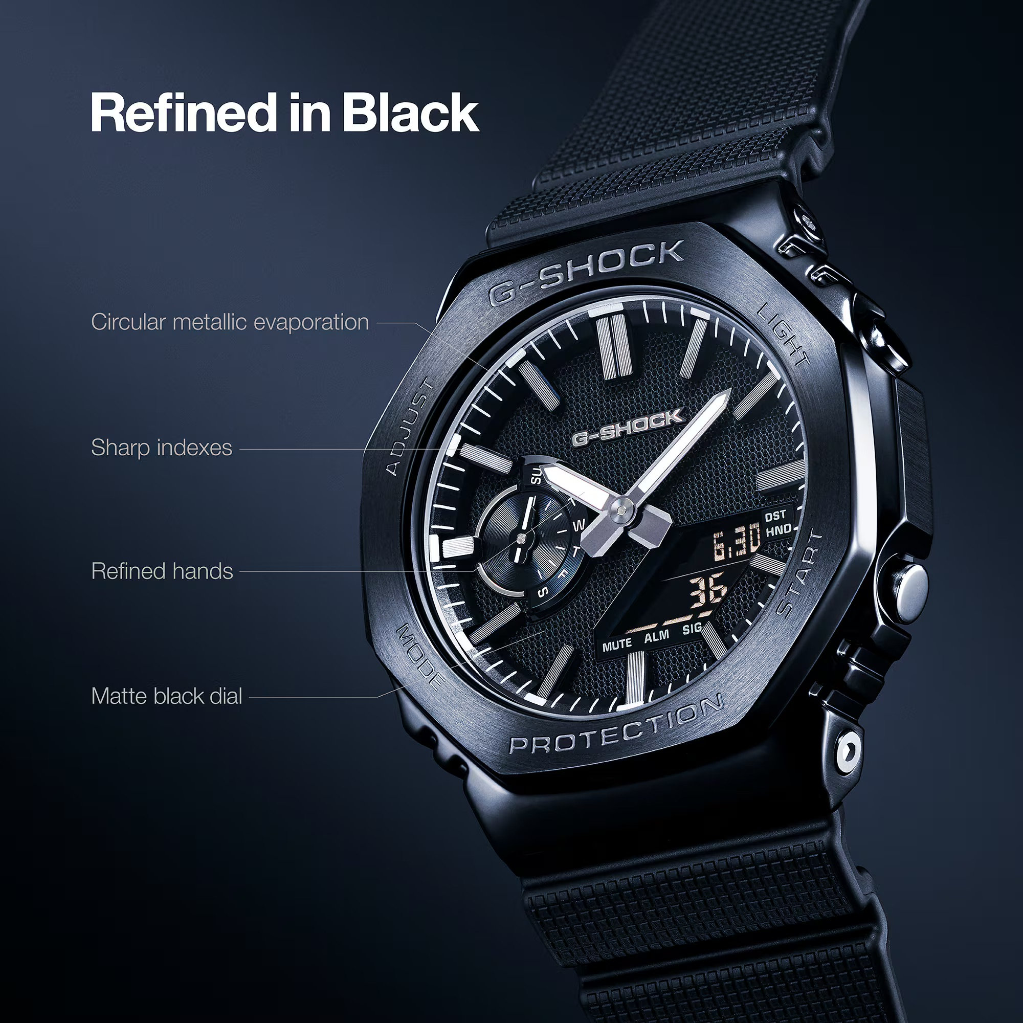 Hình ảnh quảng bá bộ sưu tập Casio G-Shock Luxe Black