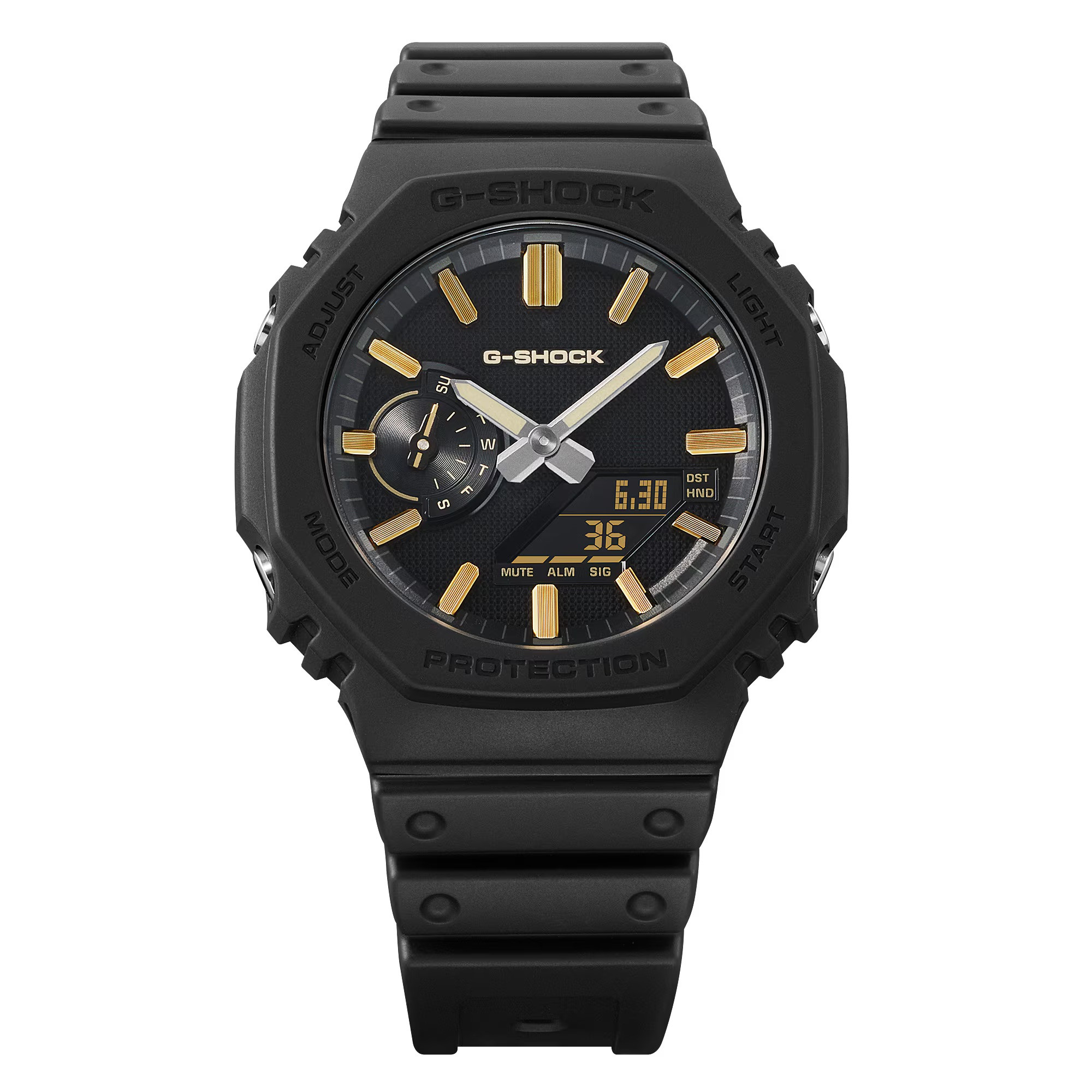 Đồng hồ Casio G-Shock GA-2100LXB-1A9 với chi tiết màu vàng