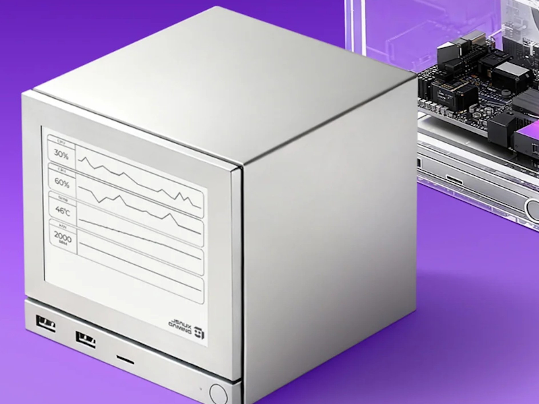 Steam Machine tích hợp màn hình E-Ink mặt trước hiển thị thông số hệ thống