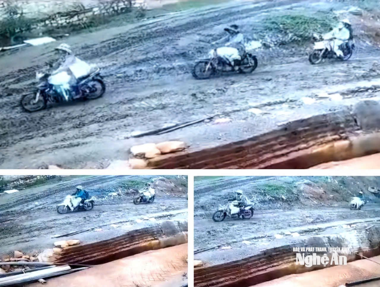 Camera ghi nhận hình ảnh đoàn các đối tượng đào mót quặng thiếc trên núi Lan Toong. Ảnh cắt từ clip.