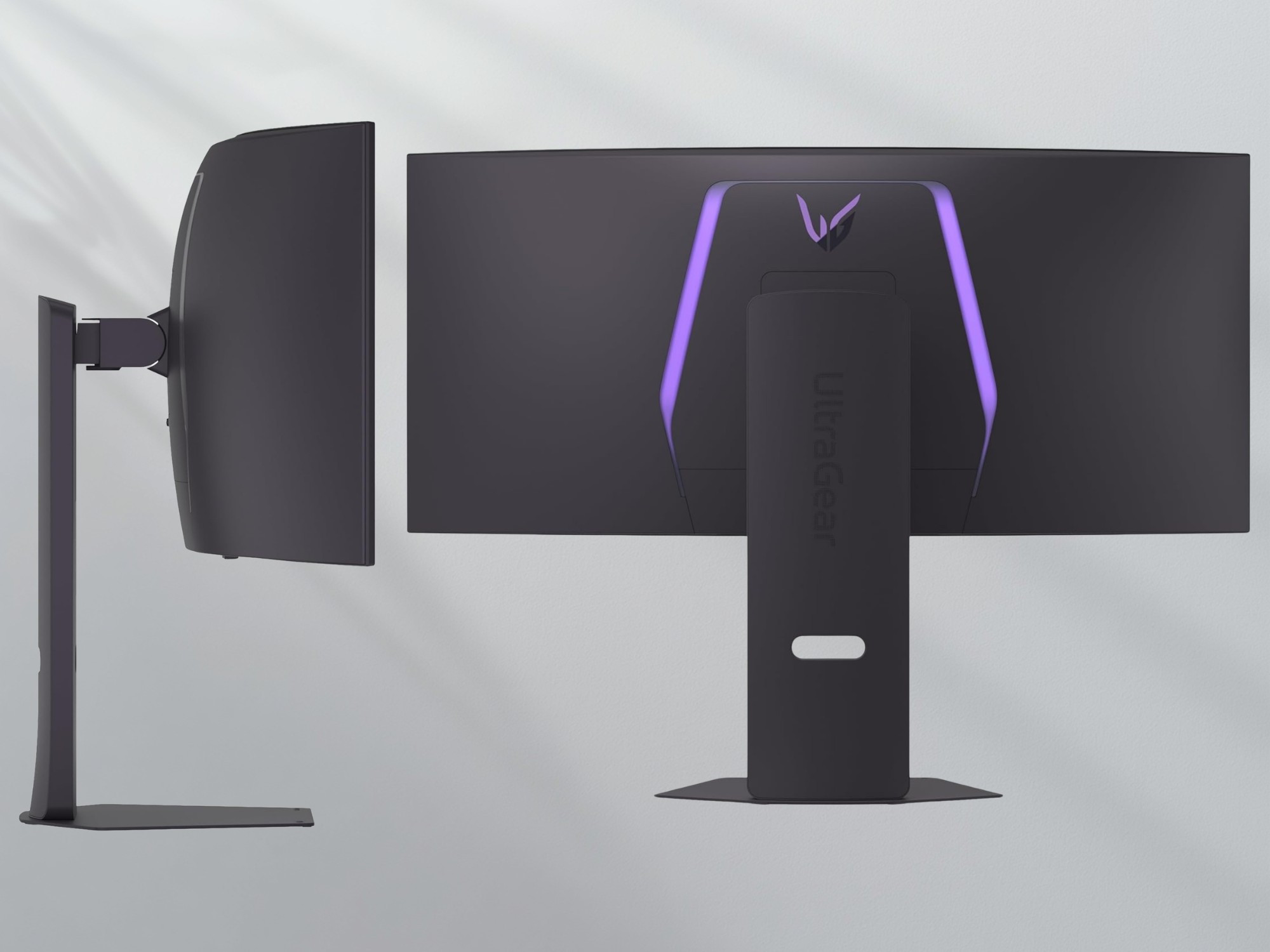 Mặt bên và mặt sau của màn hình gaming LG OLED 34 inch