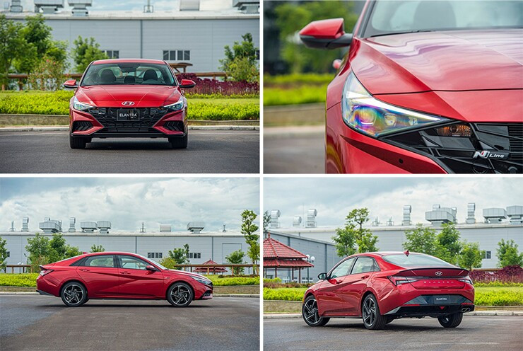 Thiết kế đầu xe Hyundai Elantra 2026 với lưới tản nhiệt mặt cắt đá quý