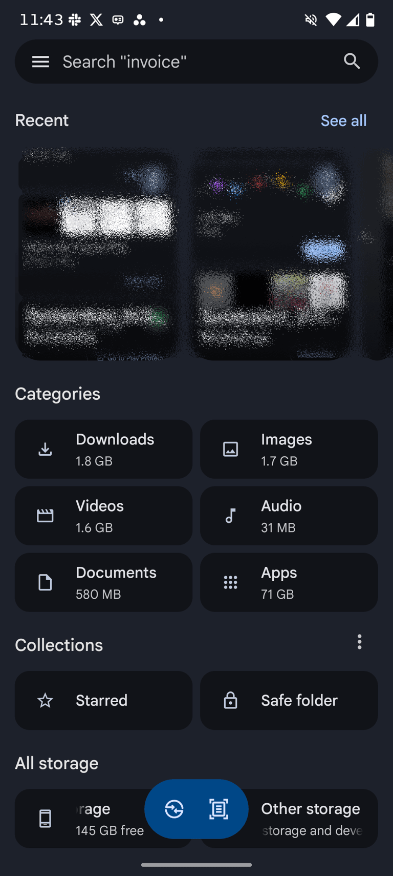 Giao diện ứng dụng Files by Google trên điện thoại Android