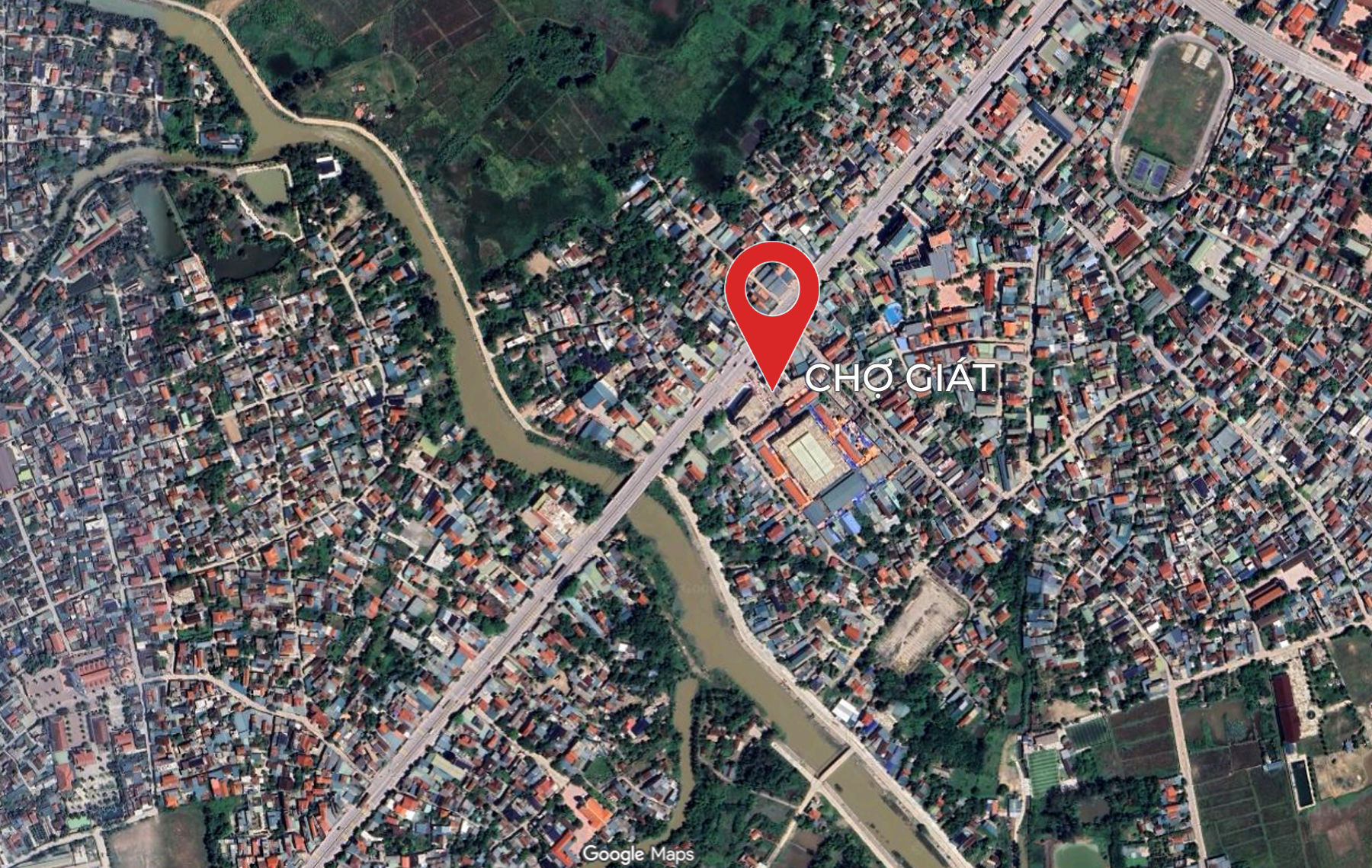 Vị trí chợ Giát bên cạnh Quốc lộ 1A