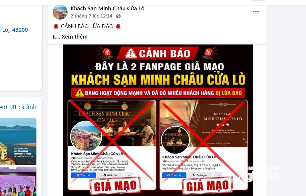 Các thông báo giả mạo được các khách sạn thông tin thường xuyên tới khách hàng. Ảnh - MH