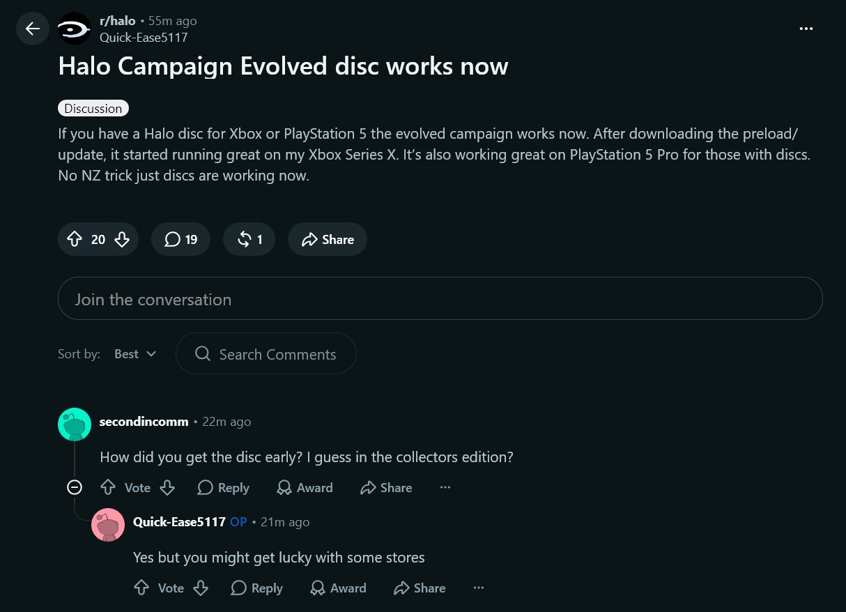 Thảo luận trên Reddit về việc chơi sớm Halo: Campaign Evolved