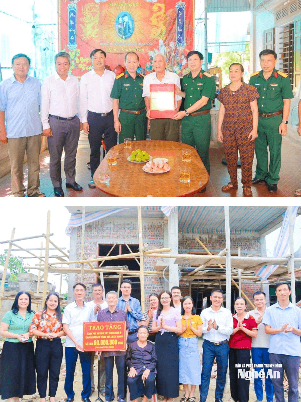 Cán bộ xã Hưng Nguyên Nam thăm, tặng quà và trao hỗ trợ làm nhà ở cho người có công với cách mạng trên địa bàn