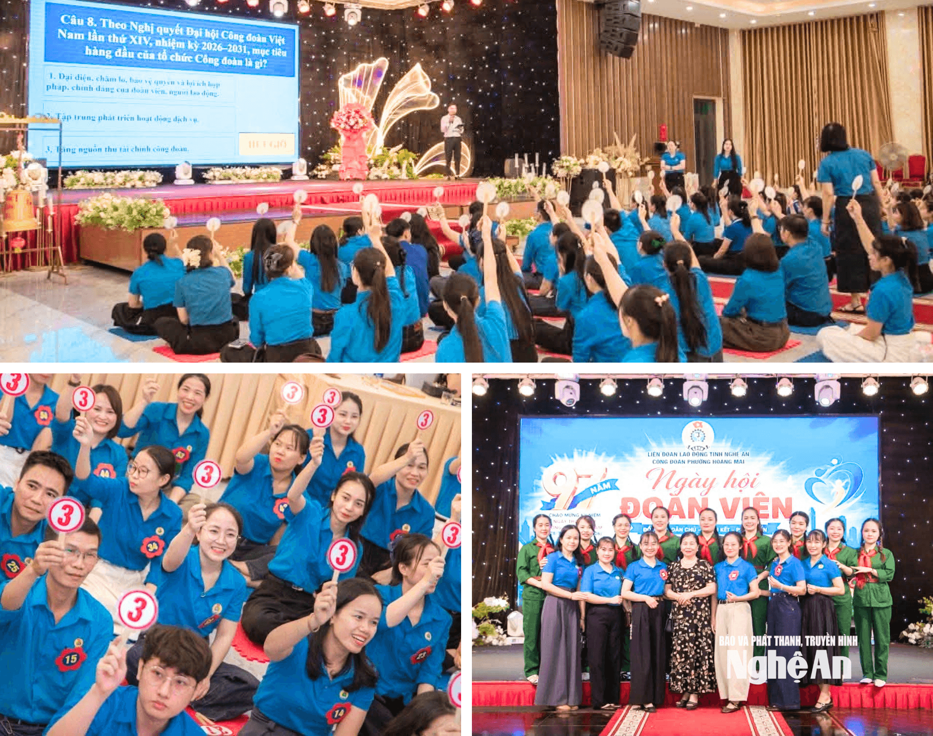 Công đoàn phường Hoàng Mai tổ chức Ngày hội Đoàn viên, Diễn đàn lắng nghe đoàn viên và Hội thi Rung Chuông Vàng. Ảnh: CSCC