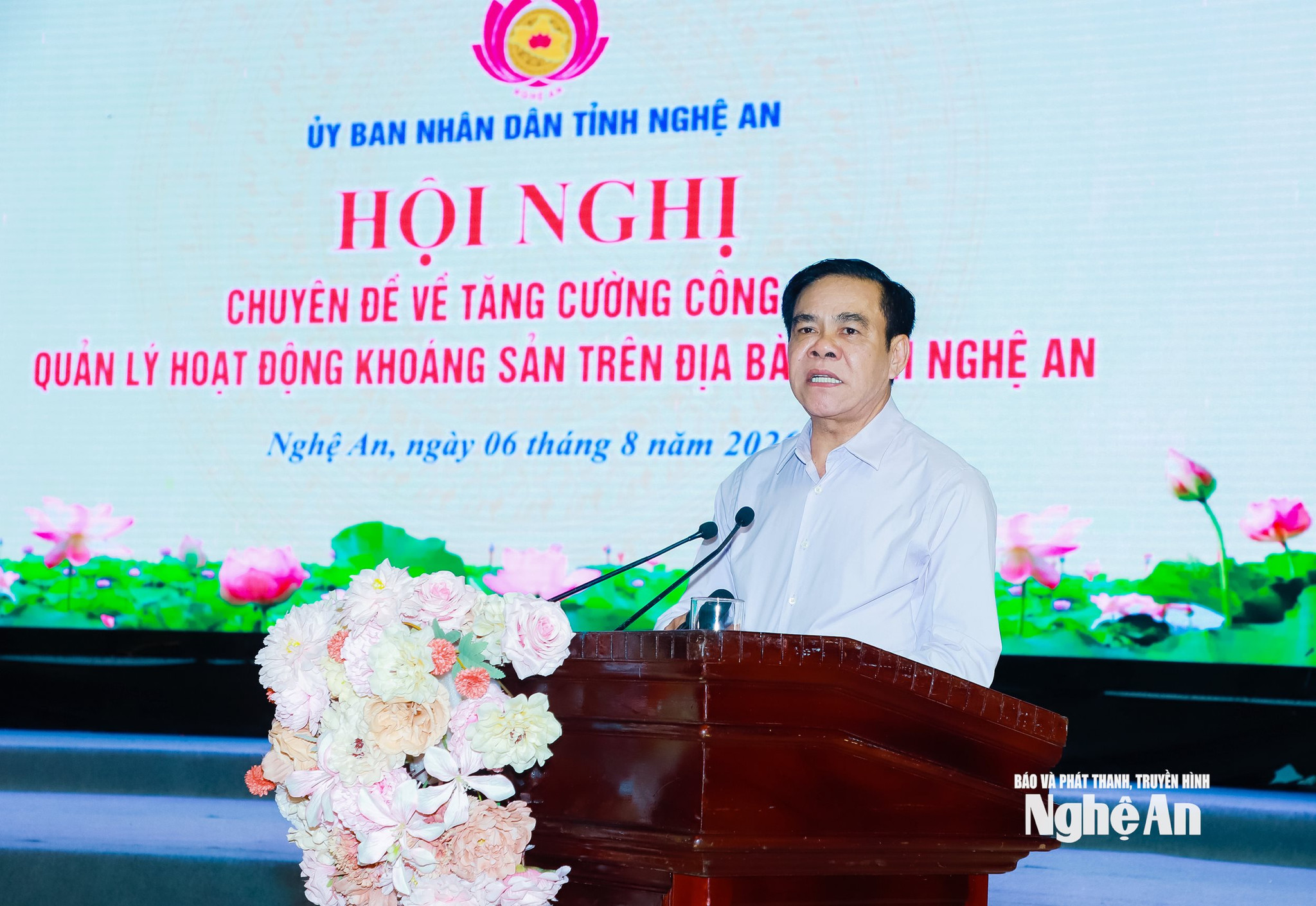 Đồng ch&iacute; V&otilde; Trọng Hải - Ph&oacute; B&iacute; thư Tỉnh ủy, Chủ tịch UBND tỉnh ph&aacute;t biểu kết luận hội nghị. Ảnh: Th&agrave;nh Duy