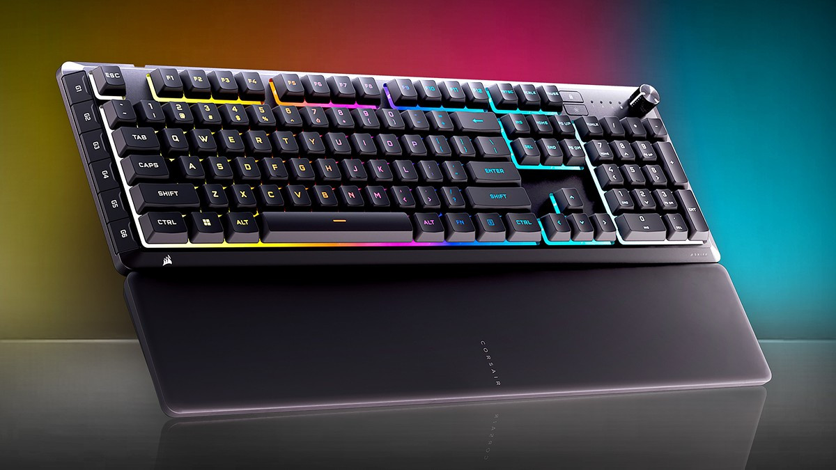 Bàn phím màng Corsair SKIFF 100 tích hợp dải đèn RGB và núm xoay đa năng