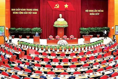 Hội nghị lần thứ ba Ban Chấp hành Trung ương Đảng Cộng sản Việt Nam khóa XIV. (Ảnh ĐĂNG KHOA)
