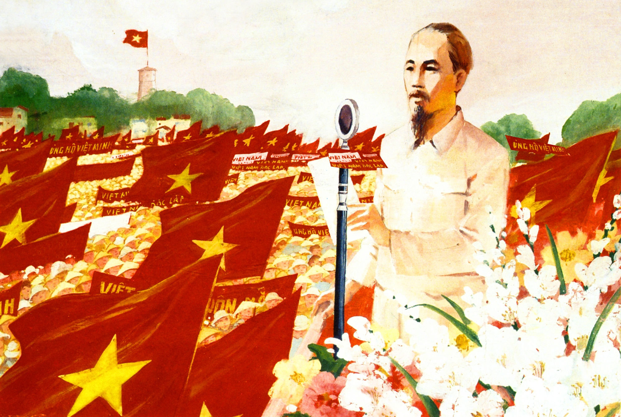 Bác Hồ đọc Tuyên ngôn Độc lập. Tranh Bảo tàng Mỹ thuật Việt Nam