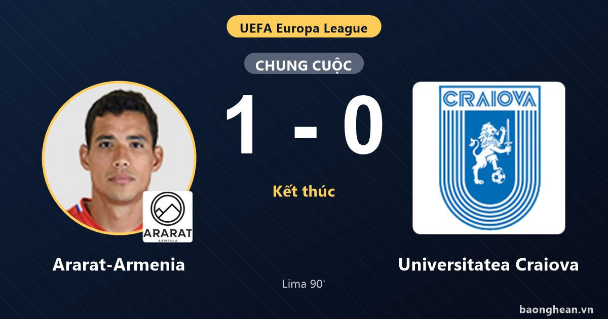 Sandro Lima scored in the 90+8th minute, as Ararat-Armenia defeated  Universitatea Craiova and advanced to the next round.