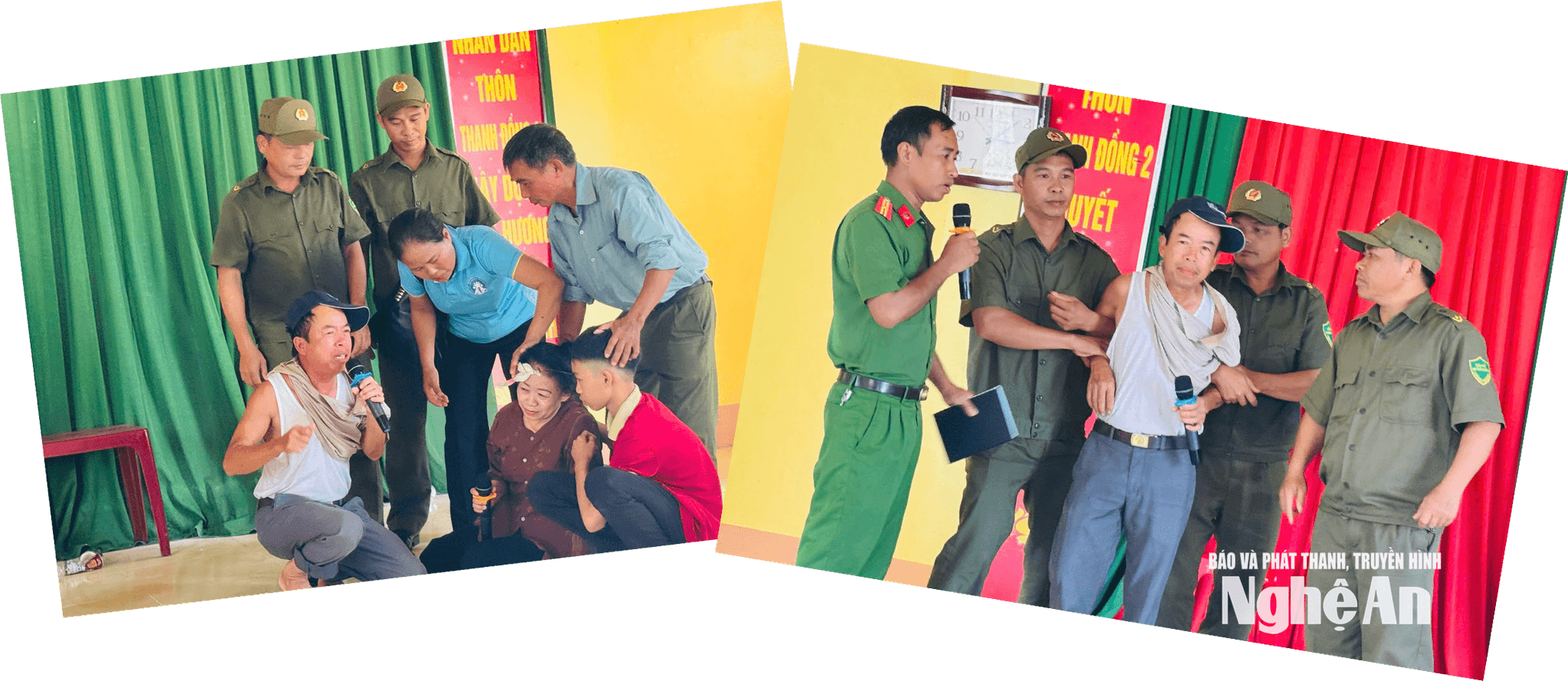Tiểu phẩm phòng chống bạo lực gia đình của các thành viên CLB phòng chống bạo lực gia đình thôn Thanh Đồng 2 xã Đại Đồng. Ảnh: CSCC