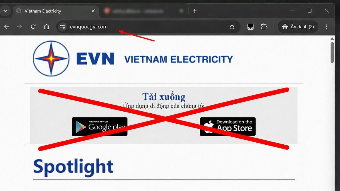 Trang web mạo danh EVN phát tán ứng dụng chứa mã độc
