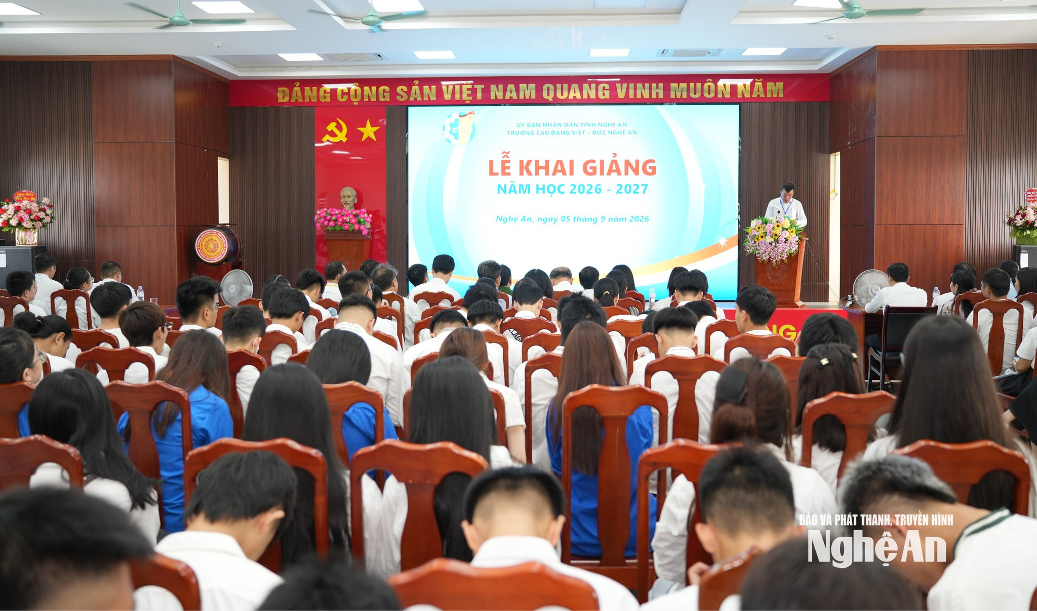 Lễ khai giảng năm học 2026 - 2027 vào sáng 5.9 tại trường Cao đẳng Việt - Đức. Ảnh Nguyễn Toàn