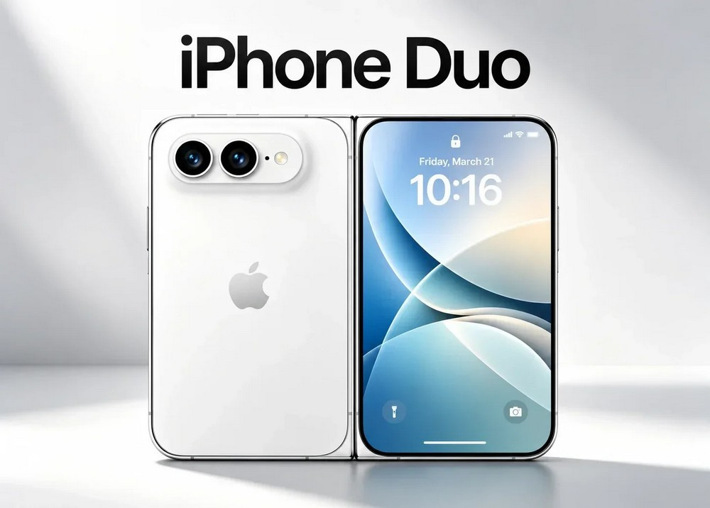 Chiếc iPhone màn hình gập đầu tiên của Apple với tên gọi chính thức là iPhone Duo. Ảnh: Internet