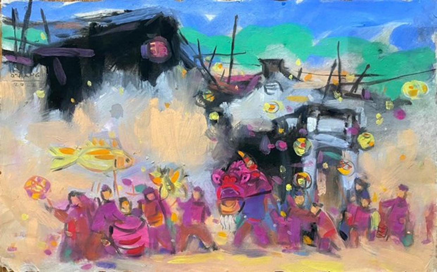 Tranh “Trung Thu” của họa sỹ Nguyễn Quốc Thắng.