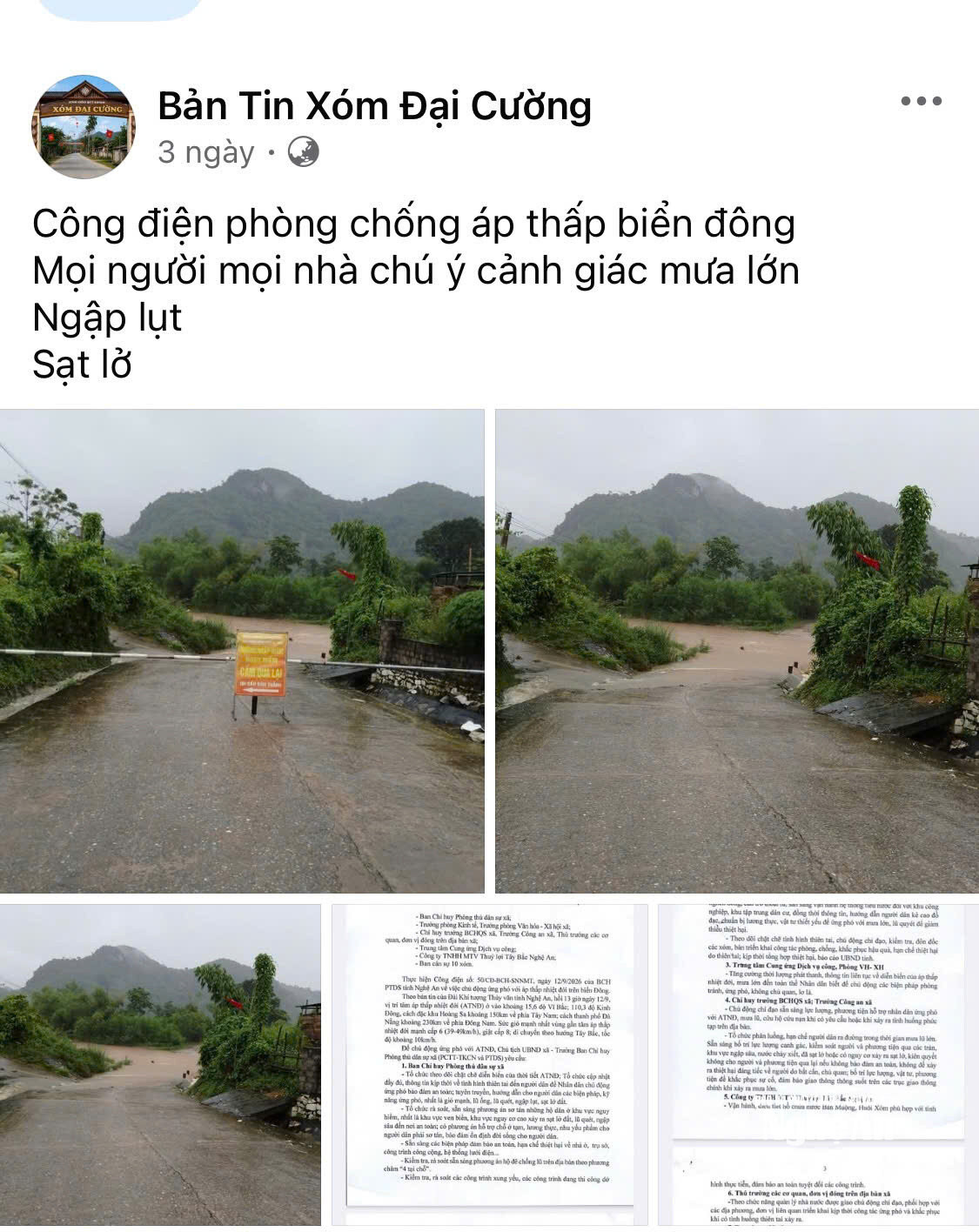 Xóm trưởng Vi Thị Phượng dùng facbook để cập nhật thông tin tới người dân. Ảnh chụp màn hình