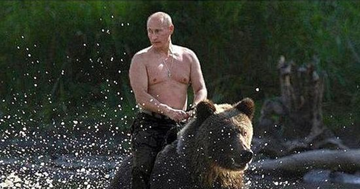 What did Putin say about the controversial photo of him riding a bear?