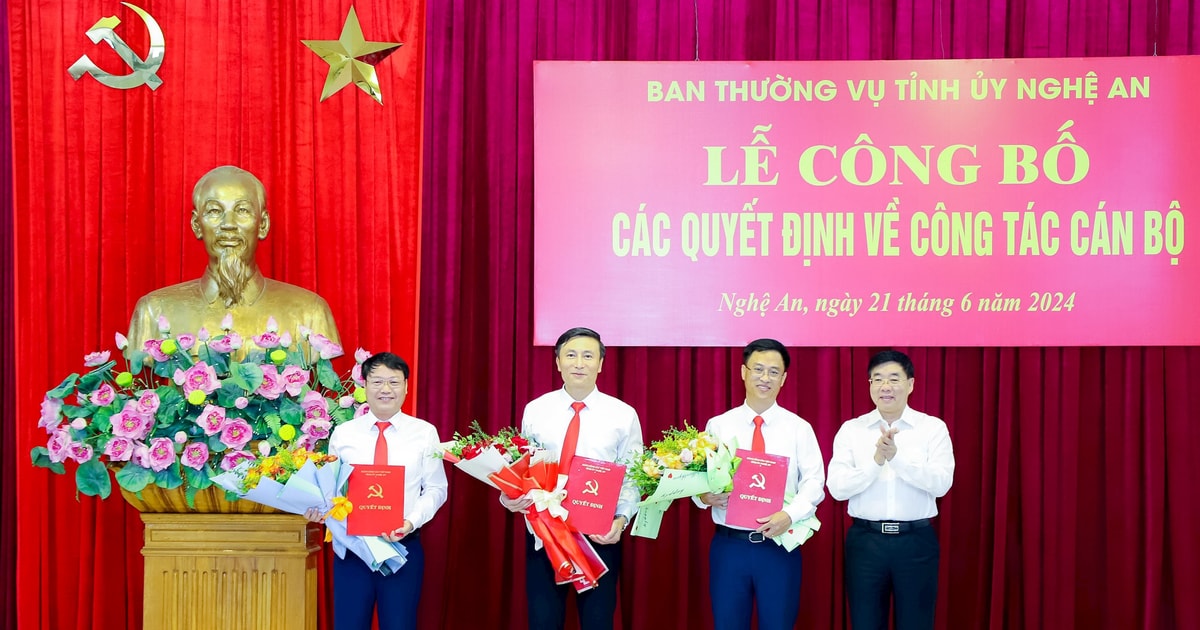 Ban Thường vụ Tỉnh ủy Nghệ An công bố các quyết định về công tác cán bộ