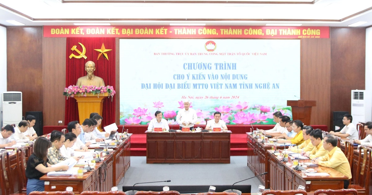Ủy ban Trung ương MTTQ Việt Nam cho ý kiến Đại hội đại biểu Mặt trận Tổ quốc tỉnh Nghệ An