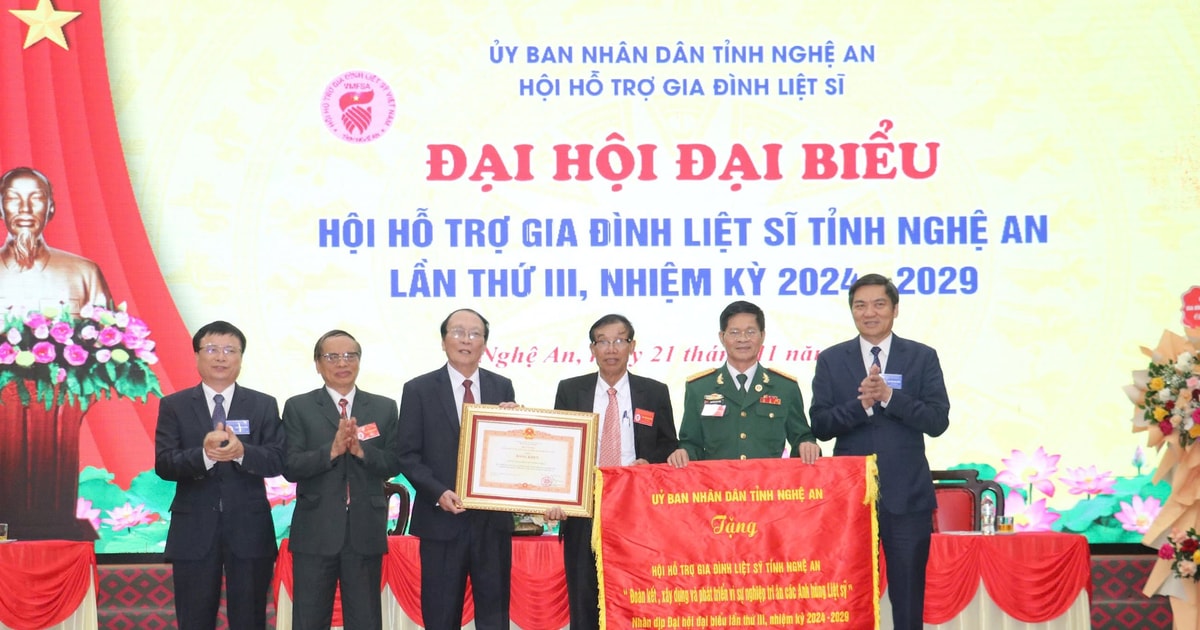 Đại hội đại biểu Hội hỗ trợ gia đình liệt sĩ tỉnh Nghệ An, nhiệm kỳ 2024-2029 và đón nhận Bằng khen của Thủ tướng Chính phủ