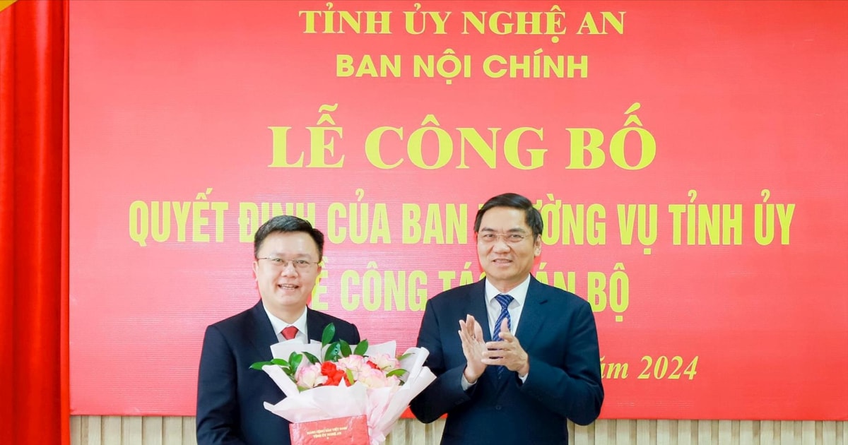 Ban Thường vụ Tỉnh ủy Nghệ An điều động, bổ nhiệm đồng chí Võ Minh Thế giữ chức Phó Trưởng ban Nội chính Tỉnh ủy