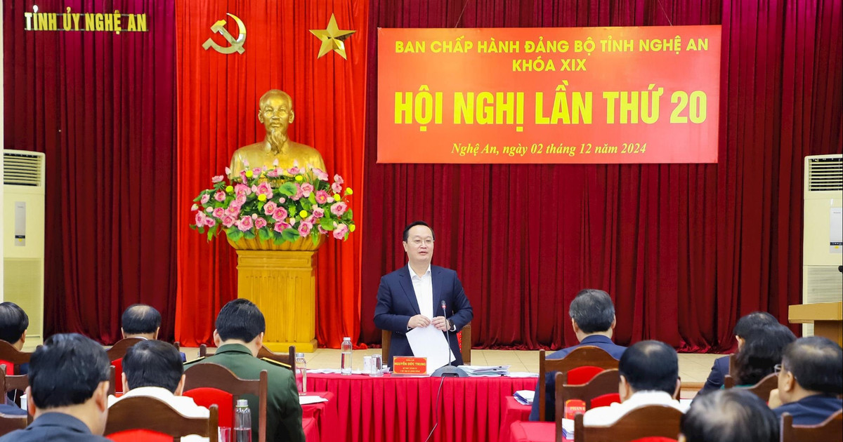 Ban Chấp hành Đảng bộ tỉnh Nghệ An tổ chức hội nghị lần thứ 20