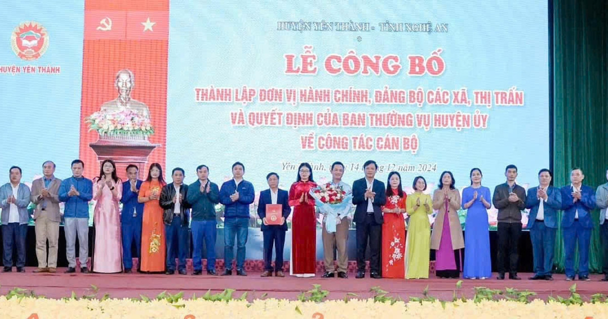 ‏Huyện Yên Thành chính thức ra mắt các xã mới sau sáp nhập ‏