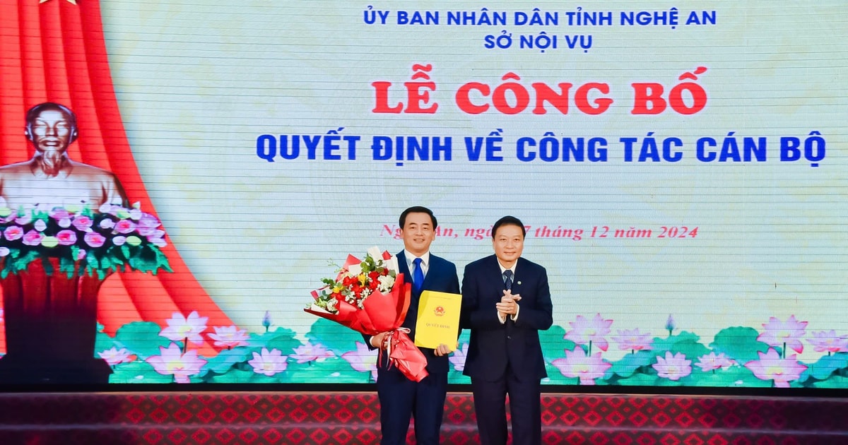 Bổ nhiệm đồng chí Hồ Sỹ Nguyệt giữ chức Phó Giám đốc Sở Nội vụ Nghệ An