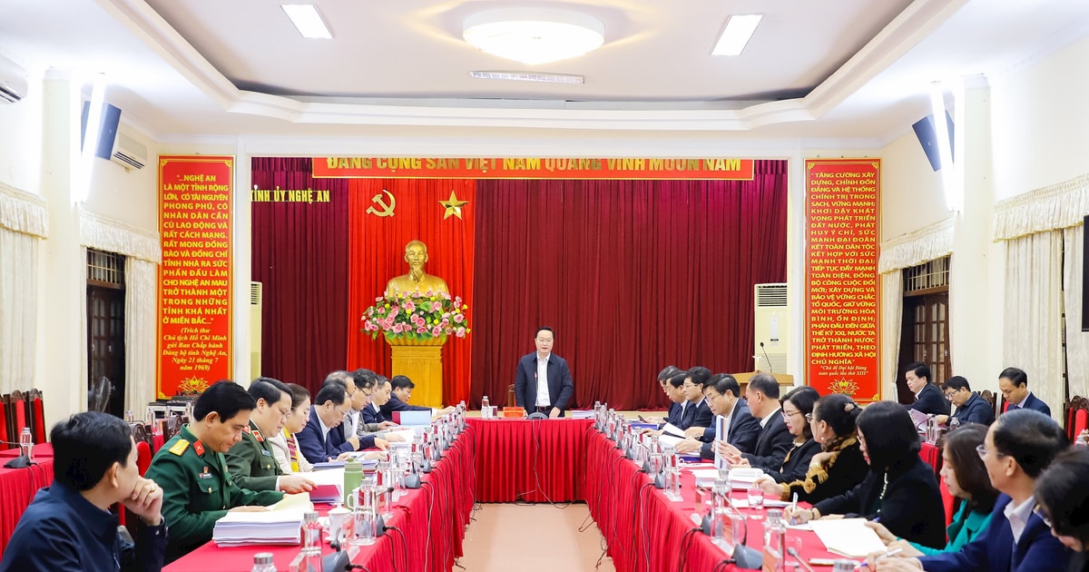 Ban Thường vụ Tỉnh ủy Nghệ An điều chỉnh, bổ sung việc chuẩn bị Báo cáo chính trị và văn kiện Đại hội