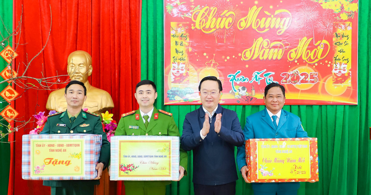 Bí thư Tỉnh ủy Nguyễn Đức Trung thăm, tặng quà Tết lực lượng vũ trang ở huyện Kỳ Sơn