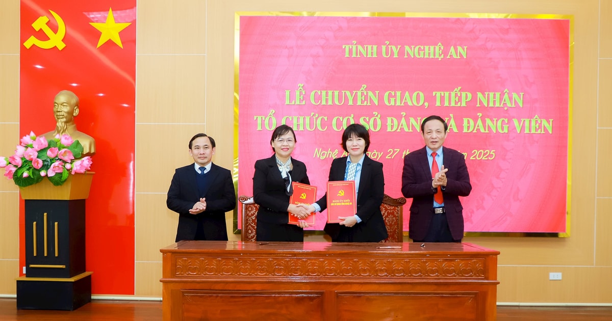 Chuyển giao, tiếp nhận tổ chức cơ sở đảng, đảng viên về các Đảng ủy Các cơ quan Đảng và Đảng ủy UBND tỉnh Nghệ An
