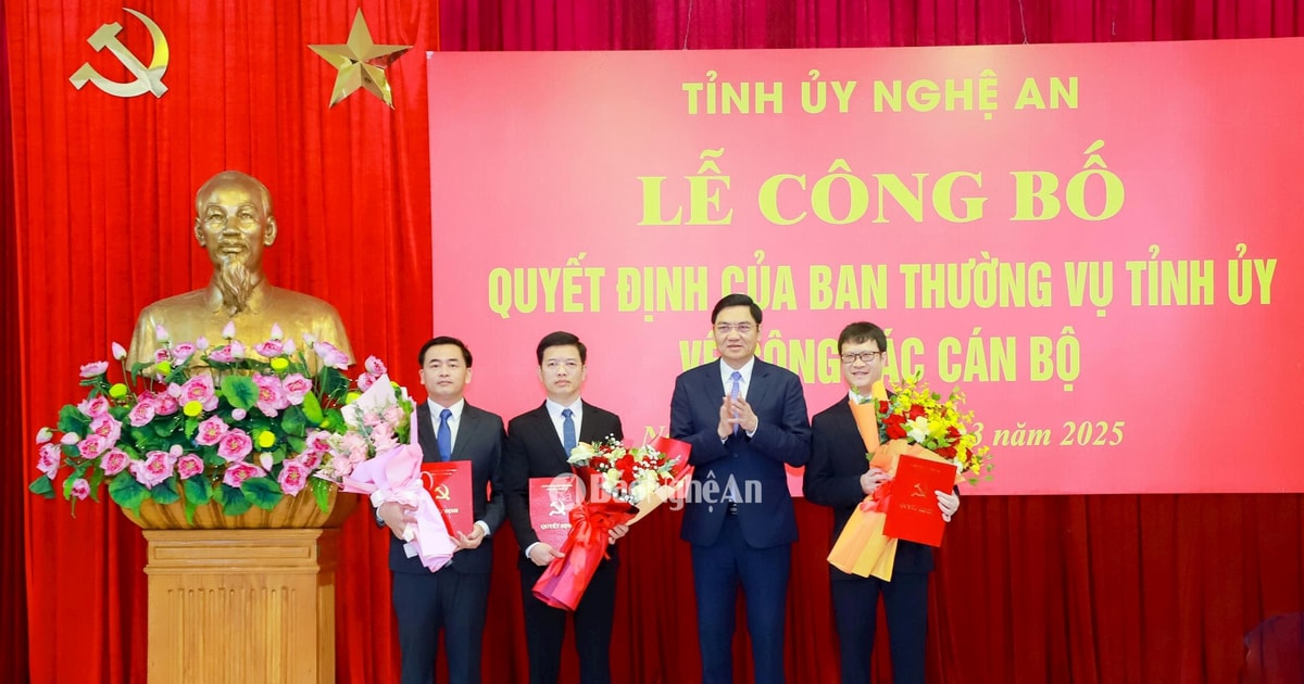 Tỉnh ủy Nghệ An công bố các quyết định về công tác cán bộ