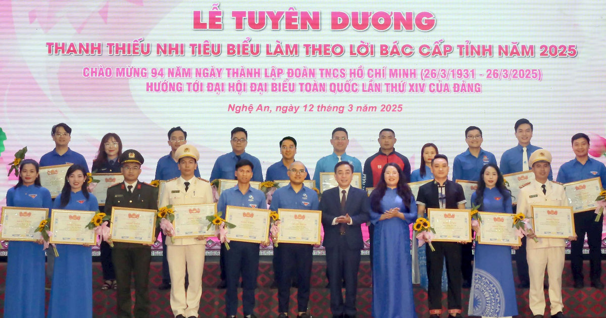 Nghệ An tuyên dương 92 cán bộ Đoàn, đoàn viên, thanh thiếu nhi tiêu biểu toàn tỉnh năm 2025