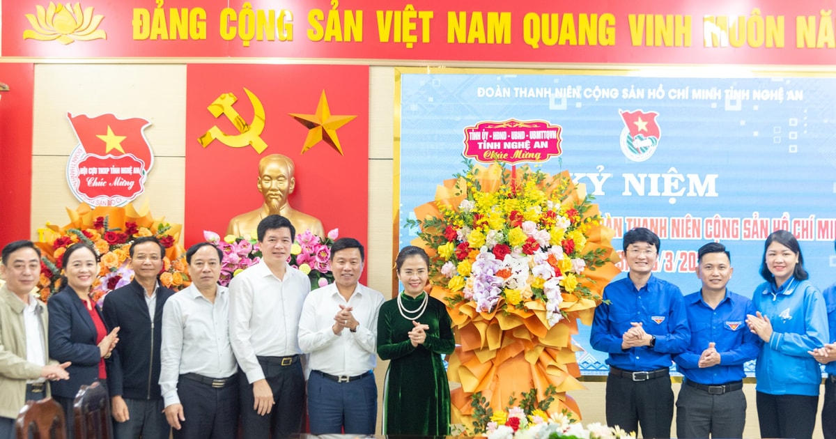 Phó Bí thư Tỉnh ủy Võ Thị Minh Sinh chúc mừng Tỉnh đoàn Nghệ An nhân ngày 26/3