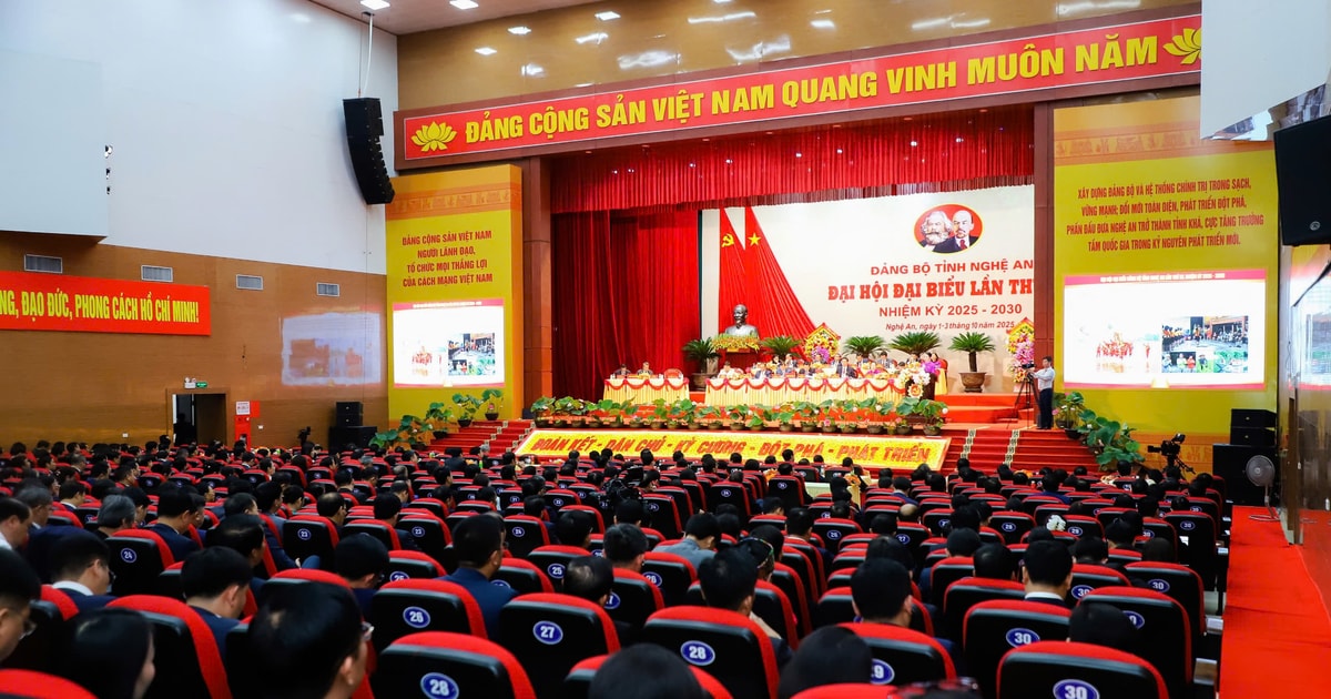 Đại hội đại biểu Đảng bộ tỉnh Nghệ An lần thứ XX, nhiệm kỳ 2025-2030 thành công tốt đẹp