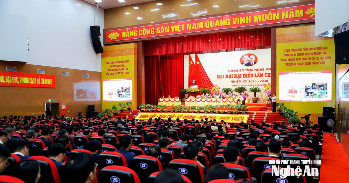 Đại hội đại biểu Đảng bộ tỉnh Nghệ An lần thứ XX, nhiệm kỳ 2025-2030 thành công tốt đẹp