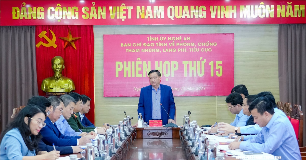 Ban Chỉ đạo phòng, chống tham nhũng, lãng phí, tiêu cực tỉnh Nghệ An họp phiên thứ 15