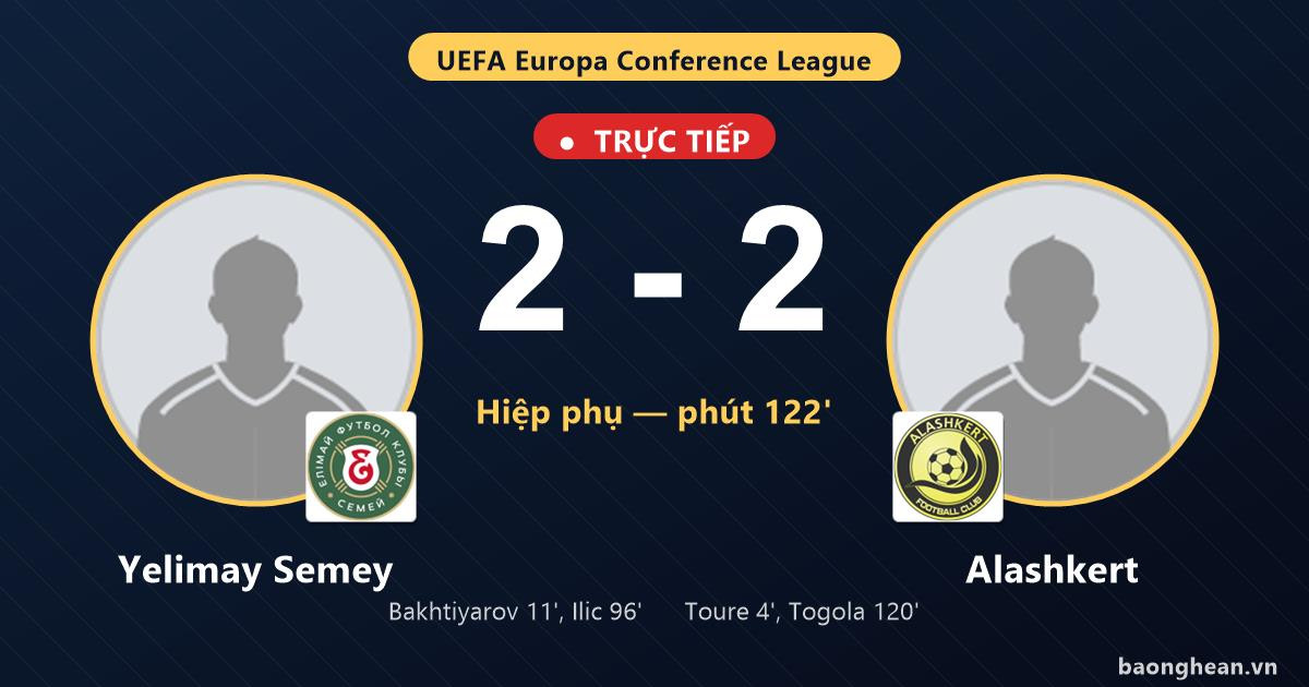 Live coverage of Yelimay Semey vs Alashkert: After regulation time,  awaiting extra time, the match ends in a 2-2 draw.