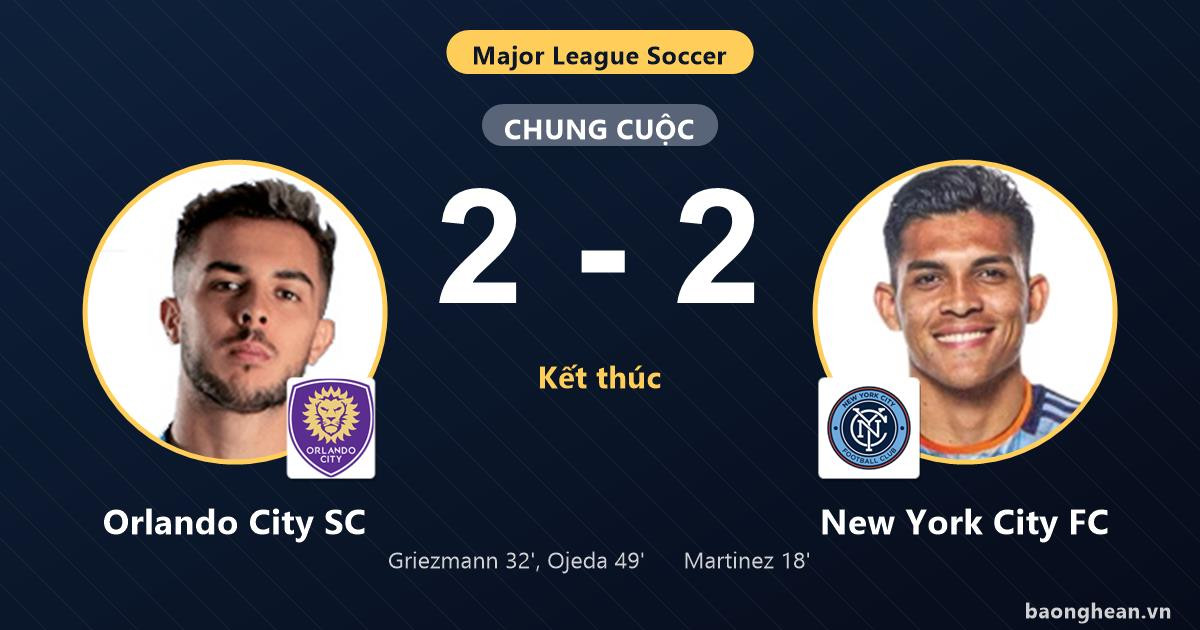 Chia điểm sau trận hòa 2-2, Orlando City SC và New York City FC níu ...