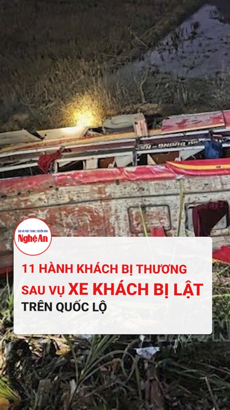 11 hành khách bị thương sau vụ xe khách bị lật trên Quốc lộ