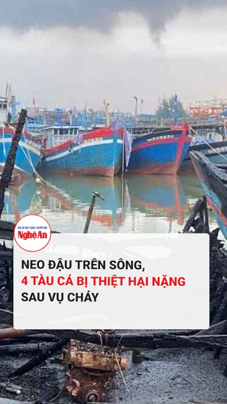 Neo đậu trên sông, 4 tàu cá bị thiệt hại nặng sau vụ cháy